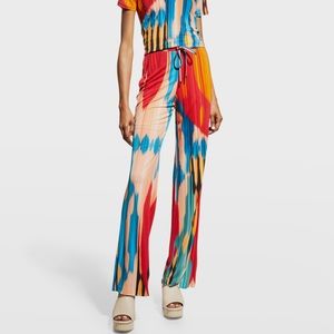 ETRO RED TIE DYE VISCOSE PULLON PANTS SIZE IT 42 / US 8 NWTS!